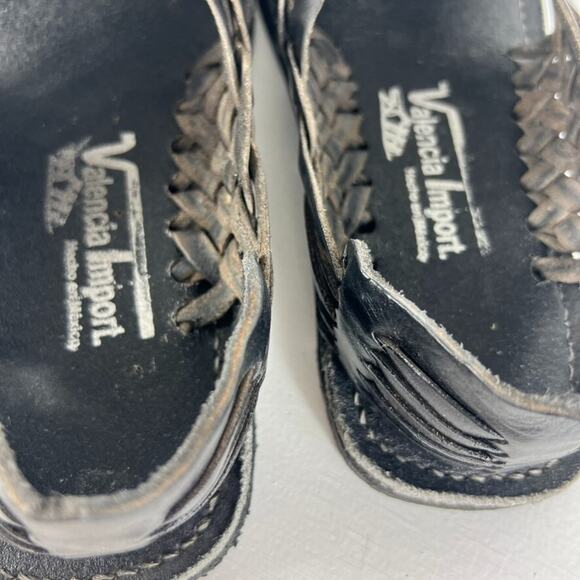 Valencia Imports Sandals Mens 9.5 Black Leather Tire Sole Casual Traditional main image 2